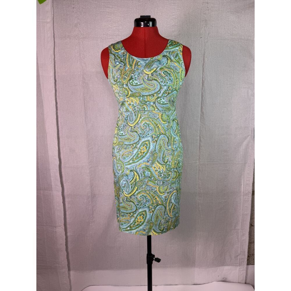 Jones New York Signature Dress Stretch Paisley Sleeveless Sheath Size 2P C709